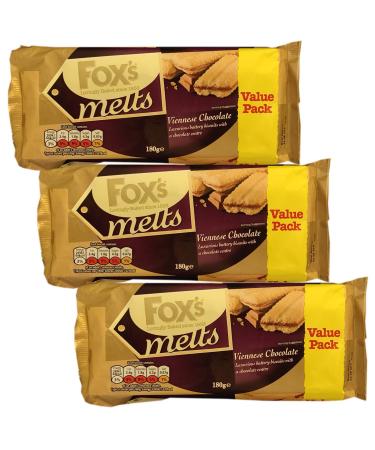 Several Foxs Viennese | Fox's Viennese Chocolate Melts 180 g | Foxes Melts Viennais | Favourite Biscuits Lot de 3 paquets