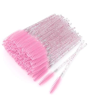 Obidodi 100 Pcs Brush Mascara Wands Eyelash Brush Pack Applicator Eyebrow Brush Eyelash Mascara Brushes for Lash Extensions Eyebrows Contouring and Makeup (Pink) 10cm/3.93inch