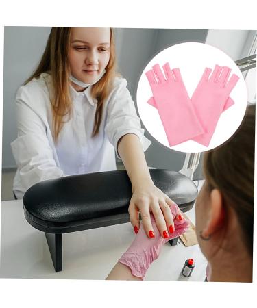 DRESSOOS 1 Pair Nail Gloves Manicure Gloves Anti UV Half Finger Gloves Protective Gloves Nail Art Salon Gloves UV Protection Gloves for Manicure Gel Fingerless Nail Supplies Pink Spandex - Buy Online on GoSupps.com