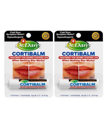 Dr. Dan's Cortibalm 2 pack -for Dry Cracked Lips Healing for Severely Chapped Lips - Designed for Men Women and Children - 2 Pack