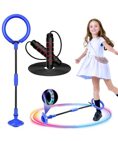 Children's flashing jump ring swing Wheel with light wheel and jumping rope sport jumping ball jumping ball flashing fat burning game for children and adults outdoor hopping game blue-black and red jump rope
