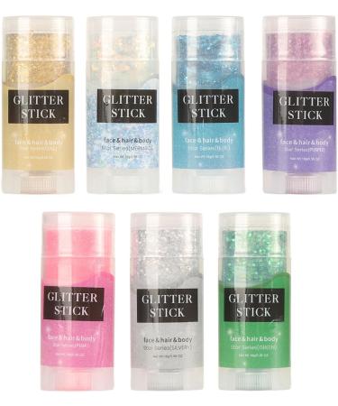 Buy 7 Bottles Holographic Body Glitter Sticks - Vibrant Colors & Chunky Sequins for Face Hair & Festival Makeup - International Shipping Available - Buy Online on GoSupps.com