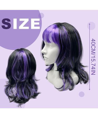 UILYNIU Purple Black Witch Wig Long Wig Curly Wig Women Double Wig Halloween Wig Witch Dress Up Halloween Costume Accessory Witch Costume Accessory Wig for Halloween Masquerade Party (Black-Purple) - Buy Online on GoSupps.com