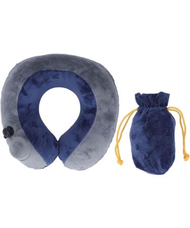 Cyllde Self-Bladable Travel Cushion | U-Shaped Neck Support | Dark Blue & Gray | Portable & Comfortable for Sleeping | International Shipping - Buy Online on GoSupps.com