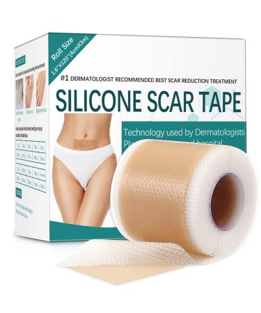 Silicone Scar Sheets, Silicone Scar Tape(1.6 x 120 Roll-3M), Reusable Scar Removal Strips, Professional Scar Away Sheets for Surgical scars, Keloid, C-Section, Burn, Acne et