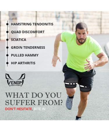 Venom Thigh Compression Sleeves - Unisex (Pair) | Breathable Support Brace for Hamstrings, Groin, Quad Muscles | Injury Recovery & Pain Relief - XL - Buy Online on GoSupps.com