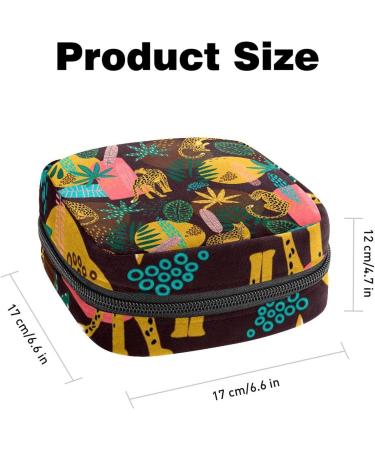 Stylish Menstruation Pad Bag with Zipper - Women's Napkin & Tampon Organizer in Leopard & Tropical Leaf Patterns - Buy Online on GoSupps.com