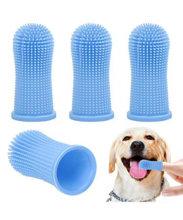 KMZ 4PCS Dog Finger Toothbrush 360 Pets Teeth Cleaning Toothbrush Silicone Teeth Cleaning Breath Dental Care Plaque Off Dog Cat Puppy Toothbrush