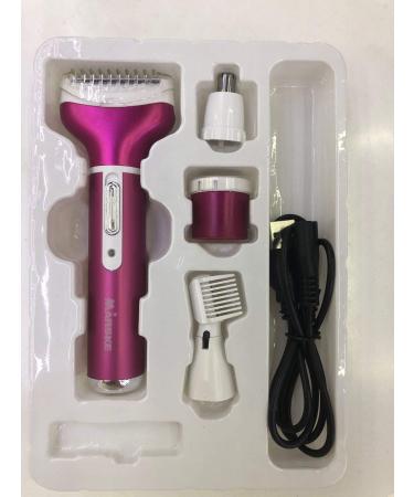 Nicoone electrical women's razor 4in1 hair removal electric razor set USB rechargeable painless razor bikini trimmer with 4 removable attachments for bikini nasal hair violet