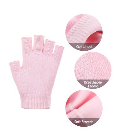 2 Pairs Moisturizing Fingerless Gloves for Dry, Rough, and Cracked Hands - Pink and Black - Buy Online on GoSupps.com
