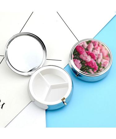 Travel Pill Box with Flowers - 3 Compartment Portable Pill Organizer for Purse & Pocket - Buy Online on GoSupps.com