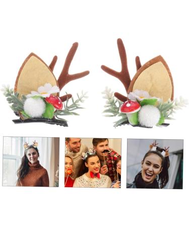 FRCOLOR 1Pair cat ears antler hair clip christmas antler hair clip reindeer antlers hair clips Christmas Hair Clips for girls antler headband Flocked antlers child alligator clip fresh - Buy Online on GoSupps.com