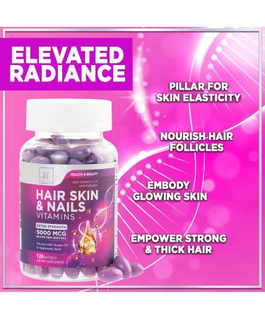 Hair Vitamins for Women for Hair Growth - Argan-Infused Supplement with Collagen Biotin and Hyaluronic Acid - Supports Faster Hair Growth Skin & Nails Beauty Vitamins Bottled in USA - 120 Softgels 120 Count (Pack of 1) - Buy Online on GoSupps.com