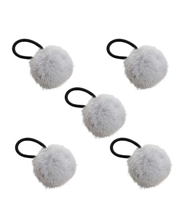 Girls Hair Ties | Women's Ponytail Furry Ball Hairband - Chic Furry Ball Hair Ties Fashionable Hair Ring Ties for Dating Schools grey