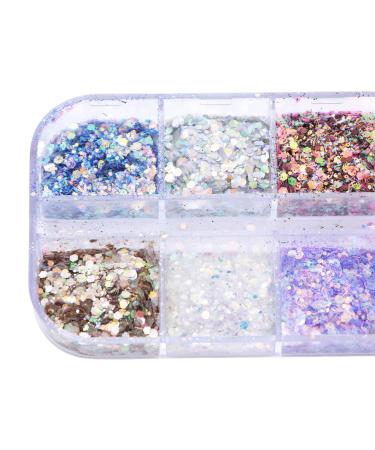 Leeqbcr Nail Art Sequins - 1 Box of 12 Grille Accessories for DIY Nail Art Decoration & Crafts - Buy Online on GoSupps.com