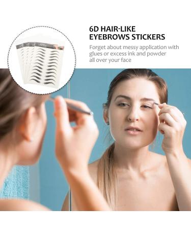 Lurrose Waterproof Eyebrow Tattoos Stickers - 4 Sheets, 6D Imitation False Eyebrows Transfers for Women (Black) - Buy Online on GoSupps.com