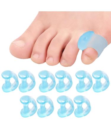 10pcs Gel Toe Separators for Overlapping Toes Thumb Tail Finger Ring Nursing Pad Split Toe Corrector Fixator Pinky Toe Bunion Spreaders Straightener for Women and Men (Blue)