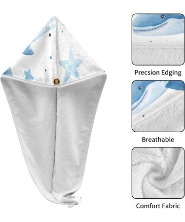 Blue Whales Star Hair Towel 2 Pack - Super Absorbent & Quick Dry Hair Turbans for Women & Girls - Buy Online on GoSupps.com