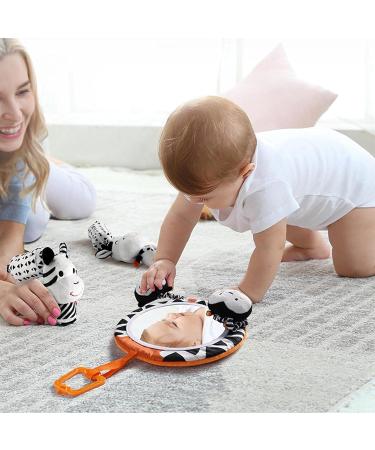 AIBYKS Baby Discovering Mirror | Sensory Infant Mirror for Tummy Time | Crib Bells & Fabric Book | Ideal for Newborns 0-12 Months - Buy Online on GoSupps.com