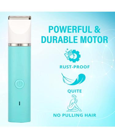 Kaphio Women's Waterproof Bikini Trimmer with 3 Guards - Rechargeable Body & Bikini Hair Clippers in Tiffany Blue - Buy Online on GoSupps.com