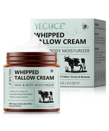 Beef Tallow Creme Bio,Beef Tallow Honey Cream for Face,Whipped Beef Tallow and Honey Balm,Tallow Face Moisturizer for Repairing Damaged Dry Skin,Organic Beef Tallow Face Moisturizer for Skin Hydration