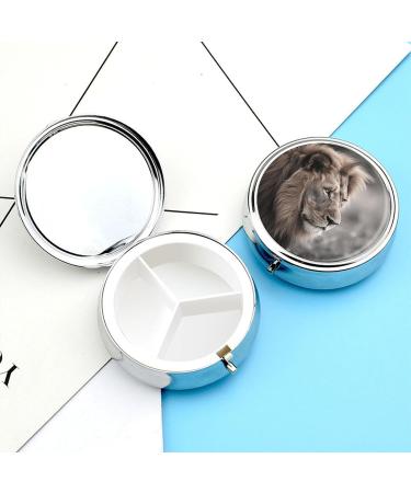 Portable 3 Compartment Pill Box - Wildlife Lion Travel Organizer for Purse & Pocket - Buy Online on GoSupps.com