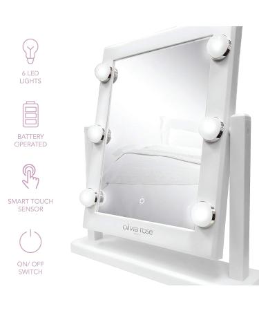 Olivia Rose Hollywood Style Vanity Mirror with Lights - Large Lighted Makeup Mirror in White/Silver - Buy Online on GoSupps.com