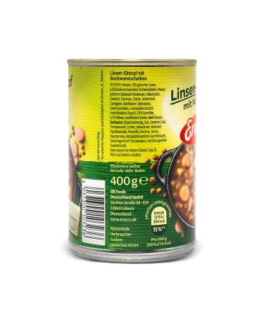 Erasco Lentil Stew with Sausages - Pack of 3 (3 x 400g) | Buy Internationally - Gourmet Ready Meals - Buy Online on GoSupps.com