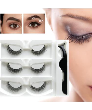 No Glue Lashes - 3 Pairs Stick Lashes | Natural Look No Glue Needed False Lashes Natural Look Easy To Apply Contact Lens Friendly - Buy Online on GoSupps.com
