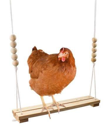 Chicken Swing Toy for Coop Natural Safe Wooden Accessories Handmade in USA! Large Durable Perch Ladder for Poultry Run Rooster Hens Chicks Pet Parrots Macaw Entertainment Stress Relief for Birds