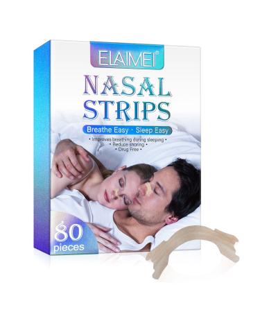 Nasal Strips Breathe Nose Strips to Reduce Snoring and Relieve Nose Congestion Drug-Free Works Instantly to Improve Sleep Relieve Nasal Congestion Due to Colds &Allergy 9*2.5*12 cm(80Pcs)