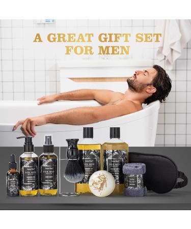 Premium Beard Shaving Kit for Men - Complete Grooming Set with Brush Shave Gel Oil Bath Bomb & More | Perfect Spa Gift for Dads & Sons - Buy Online on GoSupps.com