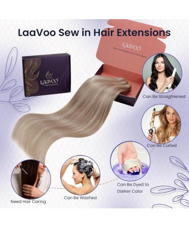 LAAVOO TREEEN Real Hair Extensions - Blond Highlight Sew-In Tresses - Ash Blond Highlights - 80g #P18/613 - 30cm Long - Buy Online on GoSupps.com