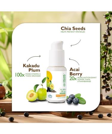 All Skin SPF 60 Sunscreen - Organic Kakadu Plum Acai Berry & Chia Seeds for Dry & Oily Skin | 50gm - Buy Online on GoSupps.com