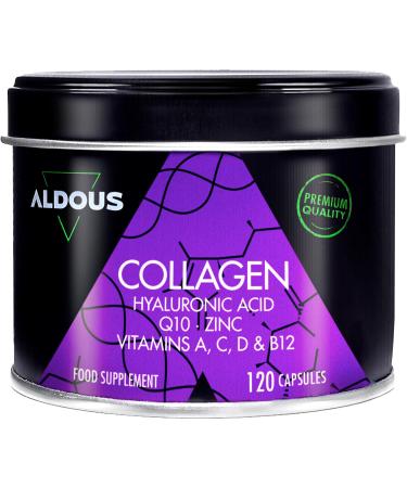 Collagen & Hyaluronic Acid | 120 Capsules | Collagen Peptide | Hydrolyzed Collagen + Hyaluronic Acid + Coenzyme Q10 + Vitamins A C D B12 + Zinc | Skin Bones Joints | Anti-Aging