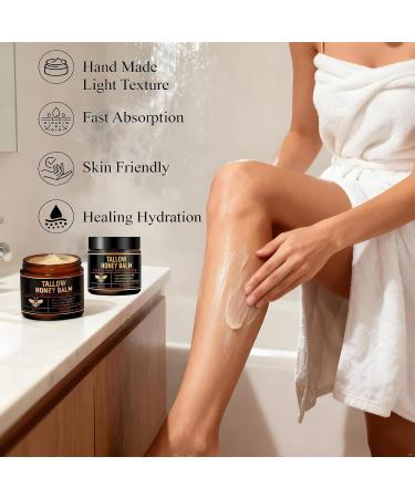  2PCS Beef Tallow for Skin Tallow and Honey Balm Organic Grass-Fed Beef Tallow for Face & Body Moisturizer with Raw Honey Moisturizing Cream for Soft Smooth Skin - Handmade All-Natural (Citrus) - Buy Online on GoSupps.com