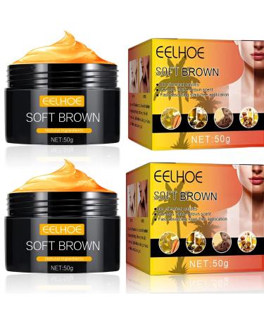 EELHOE 2PCS Intensive Tanning Gel Brown Premium Tanning cream 50 Gram Soft Tanning Accelerator Cream work for Outdoor Sun.