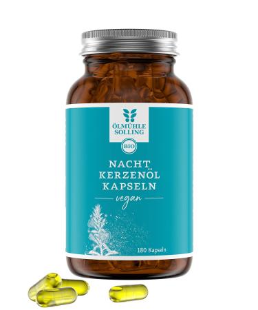 Evening primrose oil capsules ORGANIC 180 pieces - evening primrose oil native and cold-pressed freshly milled from the Solling oil mill without gelatine