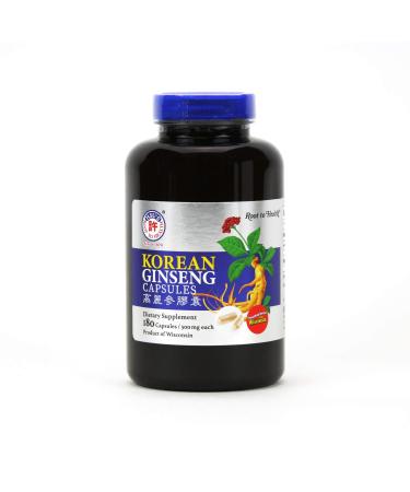 Hsu's SKU 1511 | Korean Ginseng Capsules 180 ct | Cultivated Wisconsin Korean Ginseng Direct from Ginseng Gardens | 180 | 500 mg 180 ct Capsules Bottle