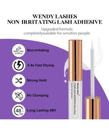 Wendy Lashes Eyelash Glue 5ml | Strong Hold Waterproof Clear Lash Bond for DIY Extensions - Buy Online on GoSupps.com