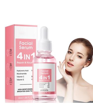 4 in 1 Anti Aging Face Serum for Women Serum Face with Hyaluronic Acid Nicotinamide Vitamin C Vitamin E skin care for Fade Fine Lines Improve Dull Tired Skin Fades Dark Spots