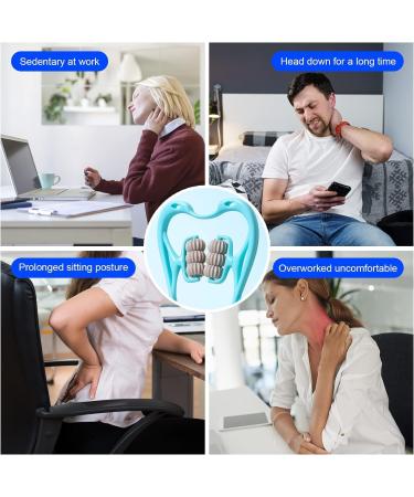 Manual Neck Massage Roller - 6 Balls Dual Pressure Point Neck Massager for Deep Shiatsu Pain Relief (Blue) | International Shipping Available - Buy Online on GoSupps.com