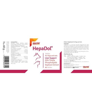 PETS Dolfos HepaDol Liver Support for Cats and Dogs 60 tablets enriched with Milk Thistle Ornithine Arginine Taurine - Buy Online on GoSupps.com