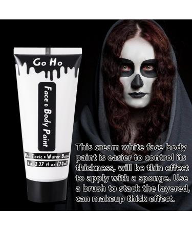 Go Ho Cream White Face Body Paint (2.37 oz) - Water-Based Face Painting Makeup for Adults & Children - Perfect for Joker, Clown, Zombie, Skeleton - SFX Cosplay Costumes & Halloween Festivals - Buy Online on GoSupps.com