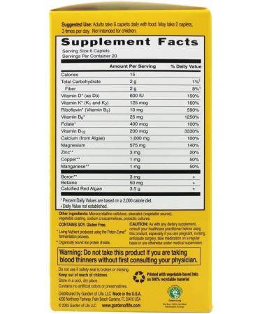 Garden of Life Living Calcium Advanced - 120 Vegetarian Caplets for Bone Health - Buy Online on GoSupps.com