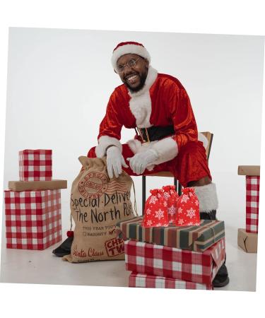 KOMBIUDA 10pcs Snowflake Burlap Bag Christmas Holiday Pouch Candy Storage Holder Drawstring Bag 14X10X0.3CM Red - Buy Online on GoSupps.com
