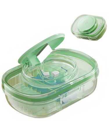 Small Pill Cutter Pill Splitter Pill Cutter for Small or Large Pills Safety Medicine Slicer Stainless Steel Cutting Blade Cuts Vitamins Tablets Portable Pretty Pill Crusher for Purse Pocket(Green)