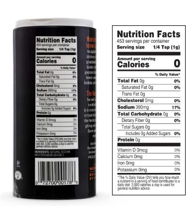 Manischewitz Premium Kosher Salt - Coarse Sea Salt from Pure Mediterranean Sea Salt 454g (Pack of 2) - Refill for Salt Grinder in Easy Pour Canister - Product of Italy - Buy Online on GoSupps.com