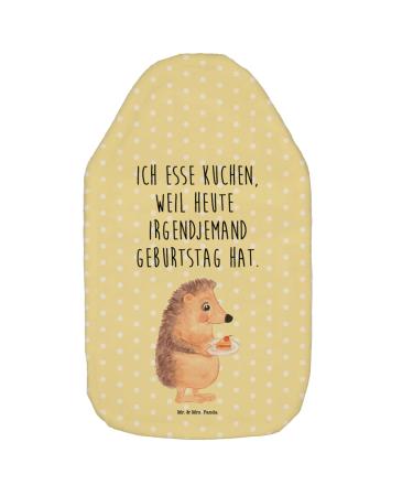 Mr. & Mrs. Panda Warm bottle Igel cake piece - gift warming pillow funny sayings good mood invitation party hot water bottle with reference yellow