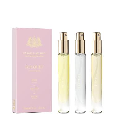 Caswell-Massey Bouquet Discovery Set Includes Peony Orchid & Rose Discover the Beauty of Botanicals Travel Size Perfume Set Perfume for Women 0.25 Fl Oz Each Bouquet Trio 0.75 Fl Oz (Pack of 1)
